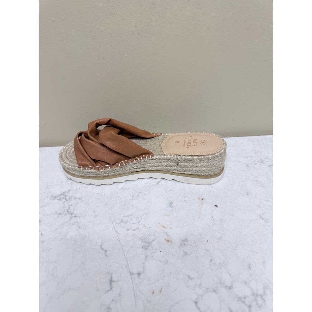 Oasis Society Tan Brown Twisted Espadrille Platform Slide Sandals Womens 8 - Picture 6 of 7